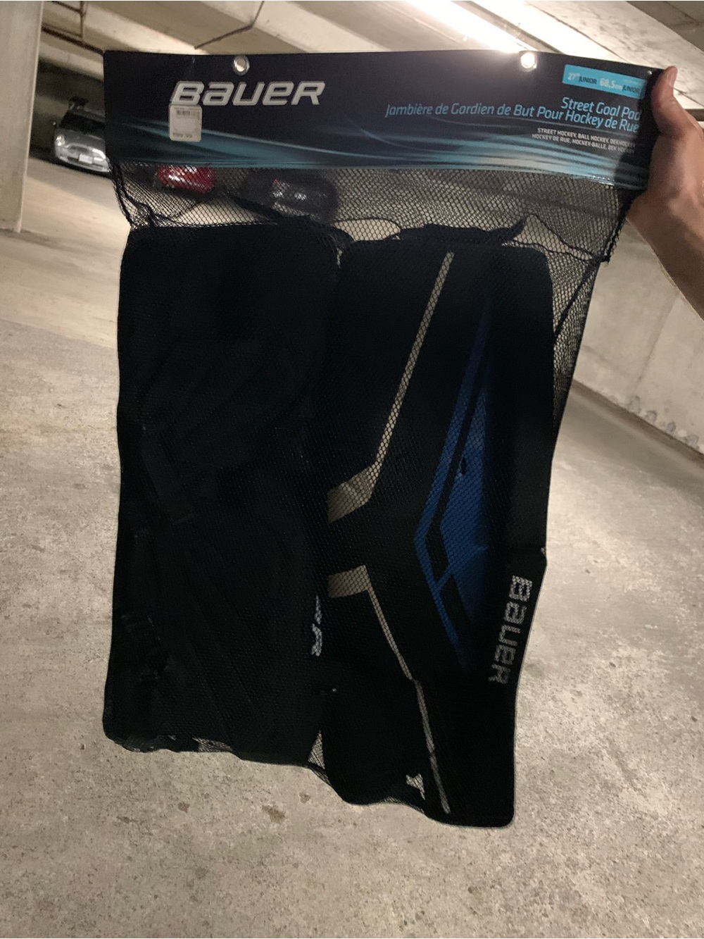 Bew Bauer Street Hockey Goal Pads in Black and Blue